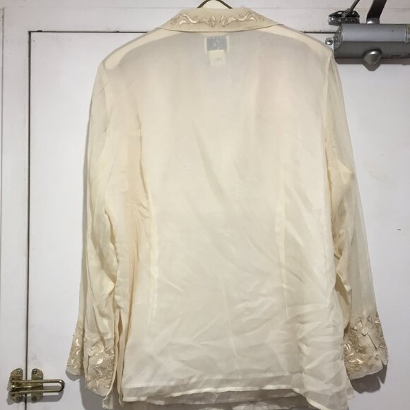 VINTAGE ILE EMBROIDERED EMBELLISHED SILK BLOUSES SIZE 2XL - Picture 3 of 10